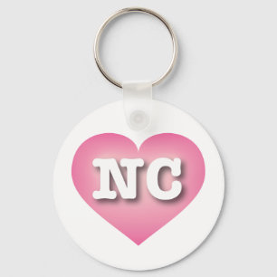 North Carolina Pink Fade Heart - I love NC Key Ring