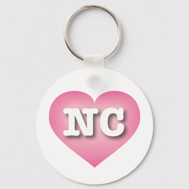 North Carolina Pink Fade Heart - I love NC Key Ring (Front)