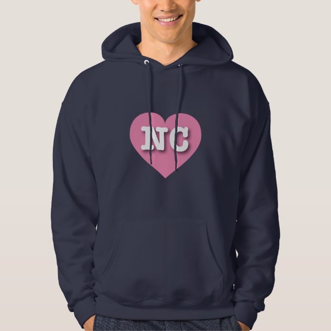 North Carolina Pink Heart - I Love NC  Hoodie (Front)