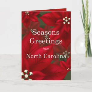 North Carolina Poinsettia Seasons Greetings Holiday Card