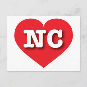 North Carolina Red Heart - I love NC Postcard