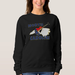 North Carolina Road Map The Tarheel State Nc Flag Sweatshirt