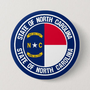 North Carolina Round Emblem 7.5 Cm Round Badge