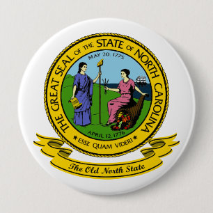 North Carolina Seal 10 Cm Round Badge