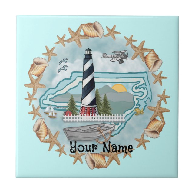 North Carolina Shells Lighthouse  Tile (Front)