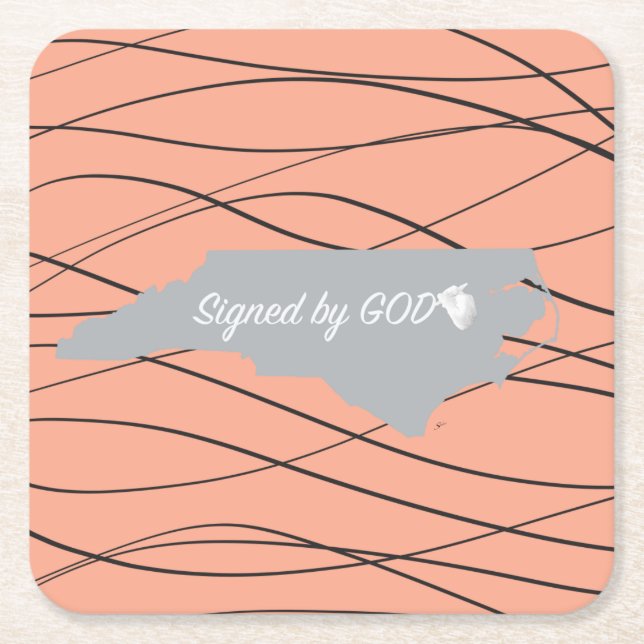 North Carolina ,Signed by God Square Paper Coaster (Front)