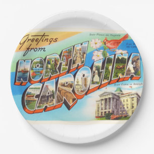 North Carolina State #2 NC Vintage Travel Postcard Paper Plate