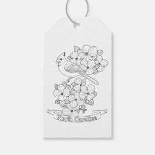 North Carolina State Bird and Flower Colouring Pag Gift Tags