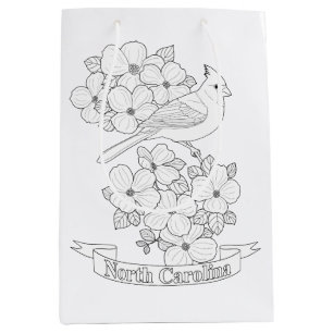 North Carolina State Bird and Flower Colouring Pag Medium Gift Bag