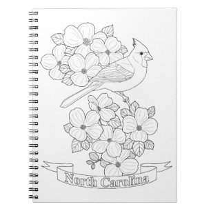 North Carolina State Bird and Flower Colouring Pag Spiral Notebook