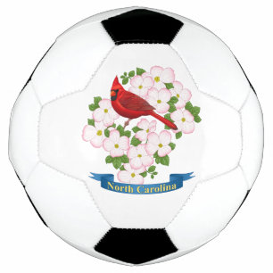 North Carolina State Cardinal Bird Dogwood Flower Soccer Ball