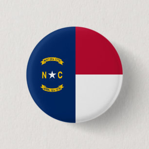 North Carolina State Flag 3 Cm Round Badge