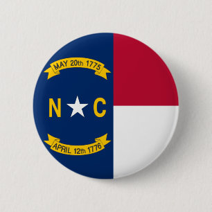 North Carolina State Flag 6 Cm Round Badge