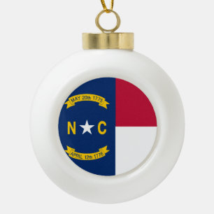 North Carolina State Flag Ceramic Ball Christmas Ornament