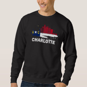 North Carolina State Flag  Charlotte Cityscape Sweatshirt