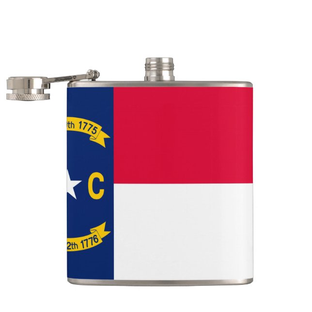 North Carolina State Flag Design Hip Flask (Opened)