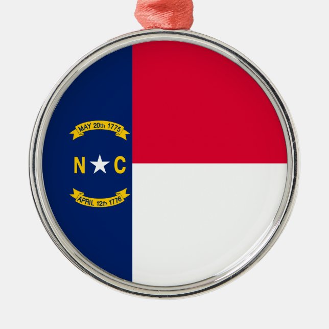 North Carolina State Flag Design Metal Tree Decoration (Front)