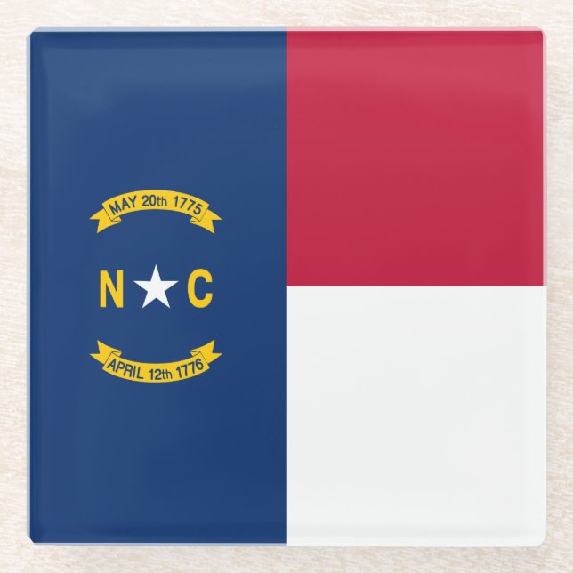 North Carolina State Flag Glass Coaster (Front)