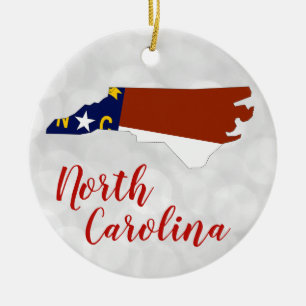 North Carolina State Flag Map Christmas Ceramic Tree Decoration