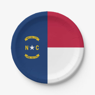 North Carolina State Flag Paper Plate