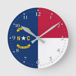North Carolina State Flag Round Clock