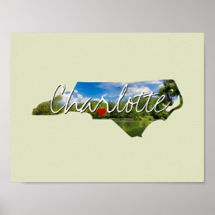 North Carolina State Photo insert and town name Poster