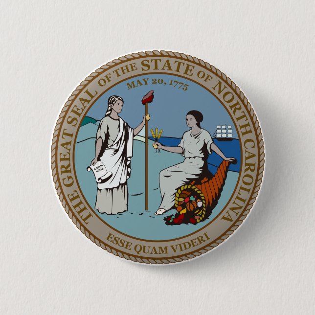 North Carolina State Seal 6 Cm Round Badge (Front)