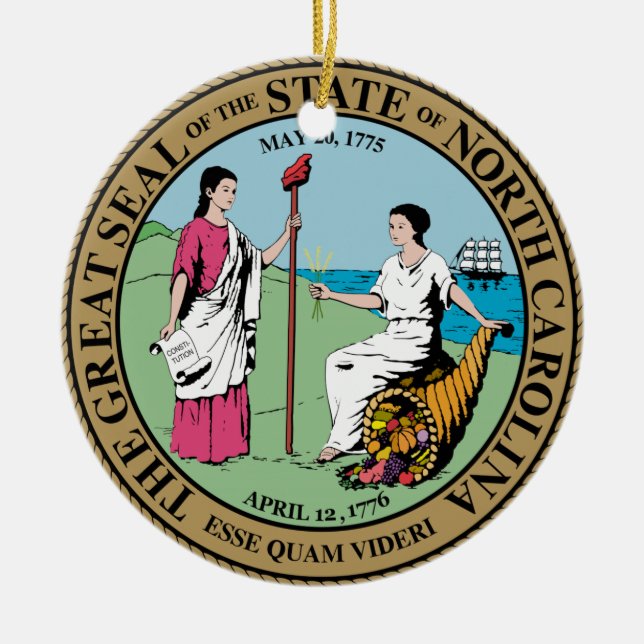 North Carolina State Seal Ceramic Tree Decoration (Front)