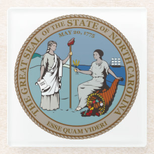 North Carolina State Seal Glass Coaster