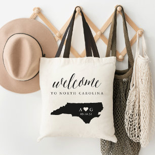 North Carolina State Silhouette Wedding Welcome Tote Bag