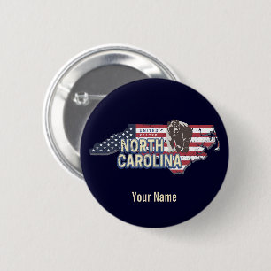 North Carolina State United States Map USA Vintage 6 Cm Round Badge