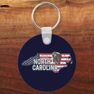 North Carolina State United States Map USA Vintage Key Ring