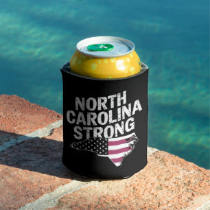North Carolina Strong With NC State And USA Flag Can Cooler