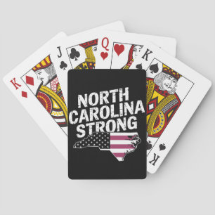 North Carolina Strong With NC State And USA Flag Playing Cards