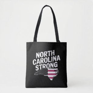 North Carolina Strong With NC State And USA Flag Tote Bag