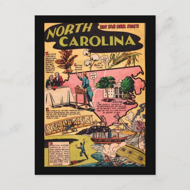 North Carolina The Tar Heel State Postcard (Front)