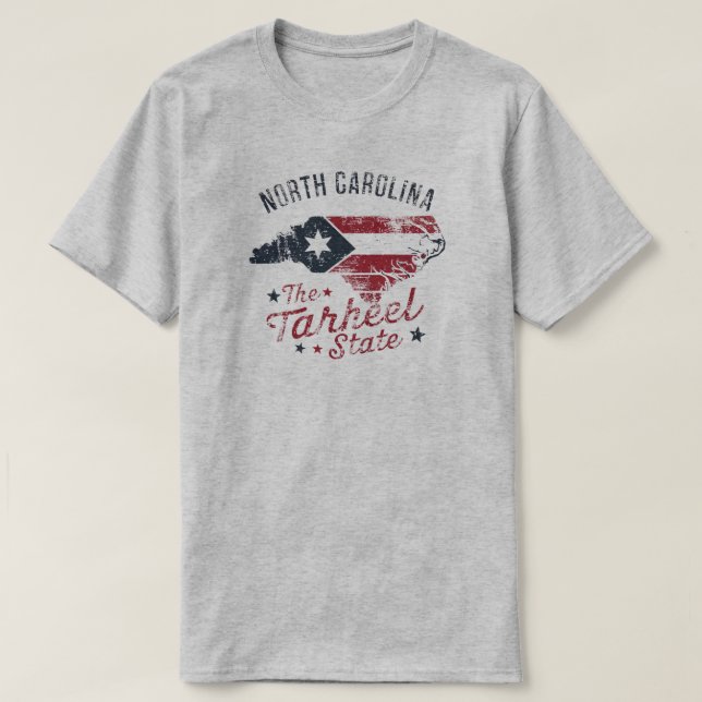 North Carolina The Tarheel State Map T-Shirt (Design Front)