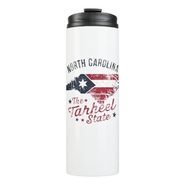 North Carolina The Tarheel State Map Thermal Tumbler (Front)