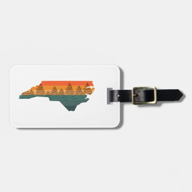 North Carolina Tree Silhouette Luggage Tag (Front Horizontal)