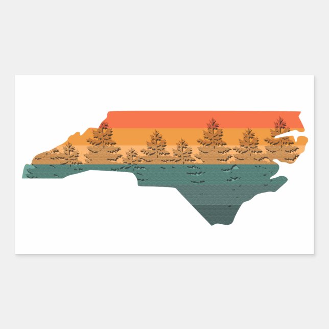 North Carolina Tree Silhouette Rectangular Sticker (Front)
