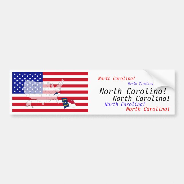 North Carolina, USA Bumper Sticker (Front)