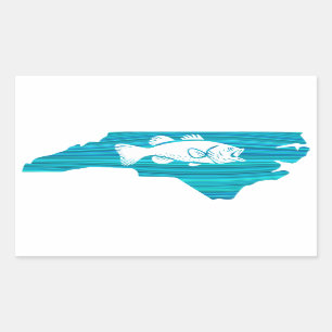 North Carolina Wave Fishing Rectangular Sticker