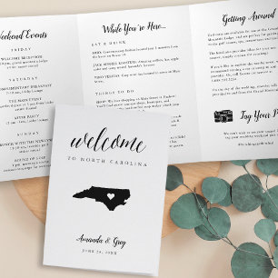 North Carolina Wedding Welcome Letter & Itinerary Tri-Fold Programme