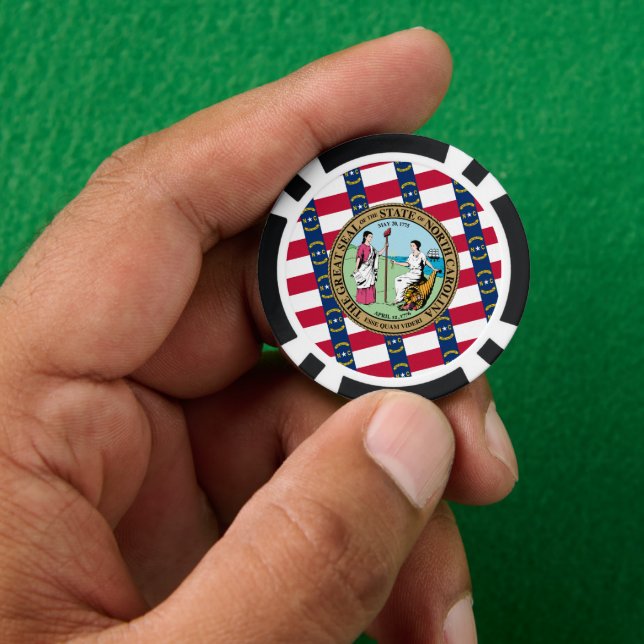North Carolinian Flag & Seal, North Carolina Poker Chips (Hand)