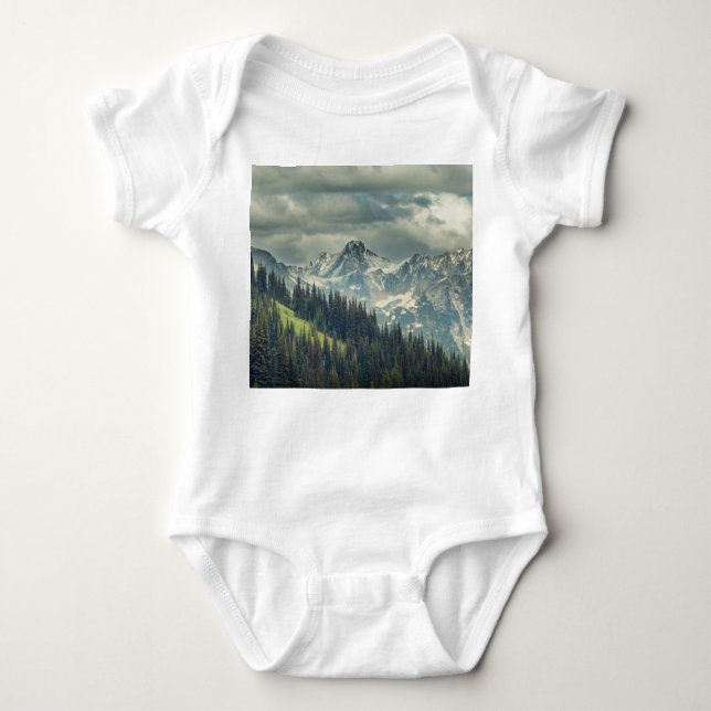 North Cascade: Majestic Mountain Peak. Baby Bodysuit (Front)