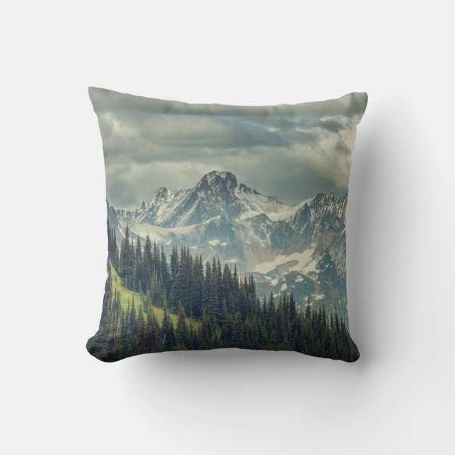 North Cascade: Majestic Mountain Peak. Cushion (Front)
