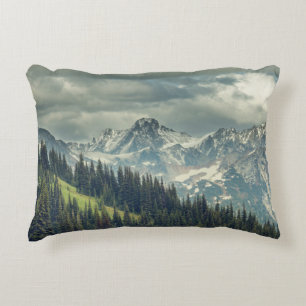 North Cascade: Majestic Mountain Peak. Decorative Cushion