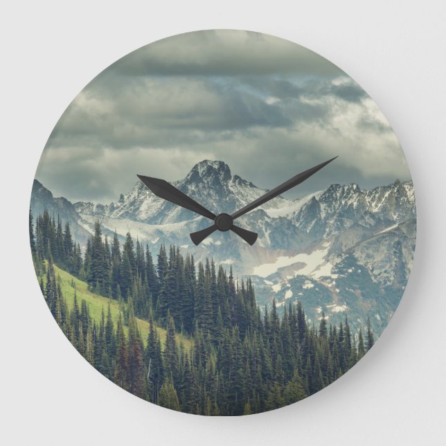 North Cascade: Majestic Mountain Peak. Large Clock (Front)