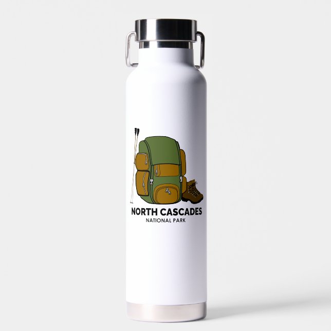 North Cascades National Park Backpack Water Bottle (Front)