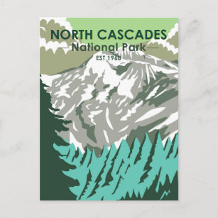 North Cascades National Park Goode Mountain Retro Postcard